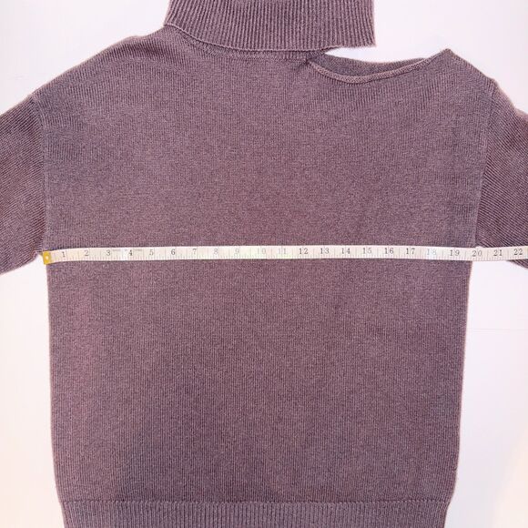Paige Raundi Cutout Shoulder Sweater Truffle Taupe Wool Knit Turtleneck sz S EUC - Picture 7 of 14
